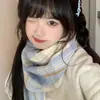 Bufanda de Cuadros Retro con Borlas Estilo Japonés 2024 para Mujer, Cálida de Invierno, Versátil, para Estudiantes, Parejas