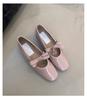 Zapatos Mary Jane de punta redonda con lazo francés de hada, poco profundos, estilo brisa de noche, para mujer, zapatos planos de ballet para primavera y verano