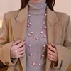 Colar Longo de Pérolas Outono e Inverno High-end de Luxo Leve Moda Versátil Corrente de Lã Colar Multicamadas Acessórios de Joias de Liga