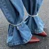 Anklet de Corrente com Franja Estilo Ins Transfronteiriço Europeu e Americano Decoração de Tornozelo Pérola Imitação Diamante Cruz Curta Decoração de Pé