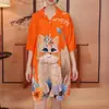 1-100 Padrão Floral Transmissão Ao Vivo Nova Camisola de Seda Gelo Feminina Verão Fina Sexy Cardigã Pijama Luxo Acessível Solto Roupas de Casa