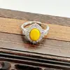 Nuevo Anillo Incrustado de Cera de Abejas Natural Popular Transfronterizo Simple y Versátil Moda Anillo Suministro Fabricante 6013