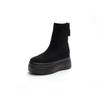Botas Slim Elásticas Que Não Cansam Seus Pés, Botas Martin de Solado Grosso, Novo Estilo 2025, Salto Bloco, Botas Curtas com Zíper, Botas de Cano Curto Pretas de Bico Redondo