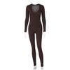 Amazon cross-border roupas femininas 2024 primavera nova moda cor sólida slim-fit esportes macacão de manga comprida comércio exterior atacado