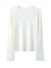 Camiseta de manga larga con cuello redondo, capa base, suave, amigable con la piel, versátil, simple, cómoda, cálida, para uso diario en otoño e invierno, top de estilo elegante