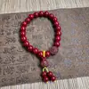 Pulsera Natural de Cinabrio para Mujer, Pulsera de Cuentas de Cinabrio Morado y Dorado, Mayoreo de Regalos para Mujer, Nueva Pulsera de Cuentas Estilo Chino