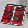Set de cortauñas de acero inoxidable negro en stock al por mayor pinzas para cutícula cuchillo de pedicura aguja para acné herramientas de belleza