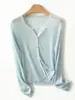 Novo cardigã delicado estilo francês, fino, gola redonda, tricô canelado, suéter justo para mulheres, blusa de manga comprida para primavera/verão, adequado para usar em ambientes com ar condicionado