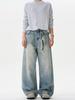 American Vintage cleanfit lavado jeans velho masculino e feminino solto emagrecimento casual perna larga reta calças da moda