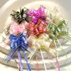 Envío Gratis Transfronterizo 50 Grande Gasa de Nieve Patrón de Árbol Lazo Flor Tirada a Mano Cinta de Regalo para Coche de Boda Embalaje Flor de Corteza