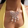 Collar con Borlas de Gota de Agua con Pedrería Diseño de Personalidad Europeo y Americano Sentido de la Moda Exquisita Cadena para Clavícula Lujo Ligero Sentido de Alta Gama Accesorio para el Cuello para Mujeres