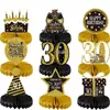 Decoración de Mesa para 16º Cumpleaños Negro Dorado Panal de Abeja Mesa Decoraciones para Fiesta de Cumpleaños Suministros Adornos de Panal para Fiesta