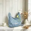 Bolsa Tote Grande Capacidade com Estampa de Laço Estilo Japonês Feminina Versátil para o Dia a Dia Bolsa de Ombro Único Estilo Preguiçoso Casual Bolsa de Axila