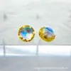Pendientes de Aleación de Titanio Astmf-136 Borde Dorado Diente de Luna Piedra Lunar Pendientes de Titanio G23 Piedra Lunar Joyería para Piercing