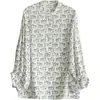 Blusa casual holgada adelgazante de diseño nuevo para primavera y verano con estampado floral pequeño estilo francés y mangas tipo linterna, camisa de gasa para mujer