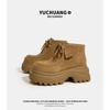Botas Martin de Plataforma con Suela Gruesa para Aumentar la Altura para Mujer 2025 Otoño Nuevas Botas de Mujer de Cuero Genuino Botines Casuales Retro de Gamuza