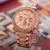 1 pieza-Reloj de Pulsera de Cuarzo Unisex de Lujo con Diamantes de Cristal Pavé, Calendario, Manecillas Luminosas, Acero Inoxidable para Hombres y Mujeres