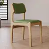 Silla de Comedor de Madera Maciza Hogar Nórdico Moderno Simple Respaldo Acolchado Taburete de Mesa de Comedor Restaurante Lujo Ligero Tela Silla de Mesa de Comedor