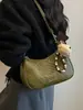 Bolsa de ombro tecida com padrão retrô de nicho, bolsa tipo balde para mulheres, nova moda popular de 2026, bolsa de ombro e transversal de grande capacidade
