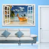 Pegatina de Ventana Falsa con Efecto Creativo 3D de Velero Marino para Comercio Exterior Venta Caliente Decorativa de Pared para Sala de Estar Dormitorio del Hogar