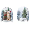 Nuevo suéter de cuello redondo con estampado digital 3D 2024 suéter navideño transfronterizo de Amazon suéter de manga larga para hombre y mujer