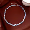 Colar Pingente Corrente Quadrado Zircônia Super Brilhante Gota d'Água, Corrente de Clavícula Fashion e Simples, Luxo Leve, Sensação de Alta Qualidade, Acessório Versátil