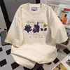 Camiseta de Manga Corta con Estampado de Letras de Dibujos Animados de Diseño de Nicho para Mujer Verano 2025 Casual Holgada Moda Versátil Top