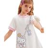 Vestido T-shirt de Verão Colorido Contrastante para Meninas 2025 Novo Roupa Infantil Média e Grande Vestido Tesouro Estampado de Desenho Hello Kitty Feminino