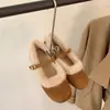 Zapatos de Algodón Cálidos de Felpa Nuevos de Invierno 2026 con Terciopelo Plus Color Sólido de Una Correa con Piel Cuadrado Mary Jane para Mujer
