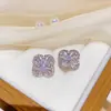 Colección de Flores 2026 Pendientes de Zirconia Dulce Chapados en Oro Real Accesorios de Pendientes de Estilo Lujoso Ligero de Alta Gama para Mujer