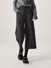 Estilo Simples e Elegante de Inverno 2025 Calça Larga de Nove Pontos Espessa Escovada Quente Calças Casuais Calças de Lã Femininas Pretas
