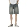 Pantalones Cortos de Mezclilla Finos de Verano para Hombre 2026 Nuevo Estilo Americano de Pierna Recta Casual de Longitud Media con Patrón de Cielo Estrellado