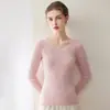 Suéter de punto corto de cuello en V para mujer, listo para usar de primera línea, 100% cachemira con hilo Consinee, nueva colección otoño/invierno