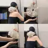 Goma para el pelo de encaje color blanco roto estilo francés con perlas, aspecto vintage de alta gama, elegante para coleta, accesorio versátil para el cabello