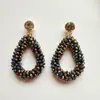 Pendientes Colgantes de Cristal Tejido Hechos a Mano Forma de Gota Estilo Coreano Joyería Popular Pendientes Transfronterizos Lujo Ligero y de Gama Alta