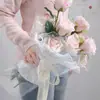 Papel de embrulho para buquê de fio spray fio de pérola onda dupla material de gaze para florista material de papel de embrulho