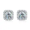 Brincos de Diamante Moissanita Prata S925 Quadrado e Redondo Luxuosos Pacote Brincos de Prata Moissanita Acessórios de Fábrica Joias Atacado Douyin