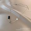Collar para Mujer, Cadena para Clavícula de Perlas de Calcedonia Negra, Gargantilla de Verano Estilo Minimalista de Alta Gama, Nuevo Modelo 2021