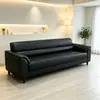Sofá Moderno Sencillo para Sala de Estar Apartamento Pequeño Recepción Comercial Alquiler Barbería Sofá Recto de Cuero Resistente a Arañazos de Gato Madera
