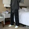 Pantalones de cuadros de alta gama para hombre, pantalones holgados de primavera y otoño, pantalones de pana de pierna ancha hasta el suelo, de moda en la calle, estilo ins