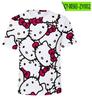 Camiseta informal holgada de manga corta con estampado de dibujos animados de Hello Kitty para adultos y niños, combinable con todo