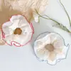 Anel de Cabelo Renda Dupla Francesa Intestino Grosso Elástico Grande Flor de Cabeça Corda de Cabelo Plissada Renda Estilo de Alta Qualidade Corda de Cabelo Bola