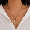 Collar de borlas multiojos de metal frío estilo europeo y americano para mujer, joyería sencilla con microincrustaciones de fresa en forma de corazón.
