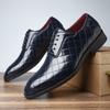 Amazon Aliexpress Venda Quente Transfronteiriça Masculina Brilhante Bico Fino Estilo Britânico Cadarço Casual de Negócios Sapatos de Couro 26022