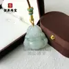 Collar Colgante de Jade Verde Tianshan Paz Color Jadeíta Natural Buda Trébol de Cuatro Hojas Hebilla de Paz