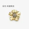 Botones Metálicos de Plata Real con Forma de Flor Tridimensional con Perlas y Pedrería para Abrigos, Trajes, Suéteres y Decoraciones de Piel