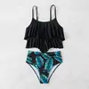 Bikini Sexy de Dos Piezas Estilo Europeo y Americano Transfronterizo 2026 con Volantes y Tirantes para Mujer, Adecuado para Playa y Aguas Termales