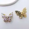 Cuentas Espaciadoras Mariposa Chapadas en Oro con Zirconia de Alta Retención de Color para Pulsera y Collar Hechos a Mano DIY, Cuentas Espaciadoras Múltiples, Accesorios para Joyería