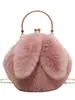 Bolso de peluche para mujer, otoño e invierno 2023, nuevo diseño de nicho, bolso bandolera con cadena, bolso redondo pequeño y peludo portátil para mujer