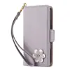 Funda para Teléfono Móvil Apple 16 Pro Max Samsung S25 Ultra Cartera Grabada Funda para Teléfono Móvil con Muñequera